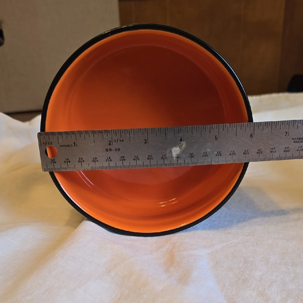 Rae Dunn Beware Of Me Black And Orange Ceramic Halloween Pet Bowl
